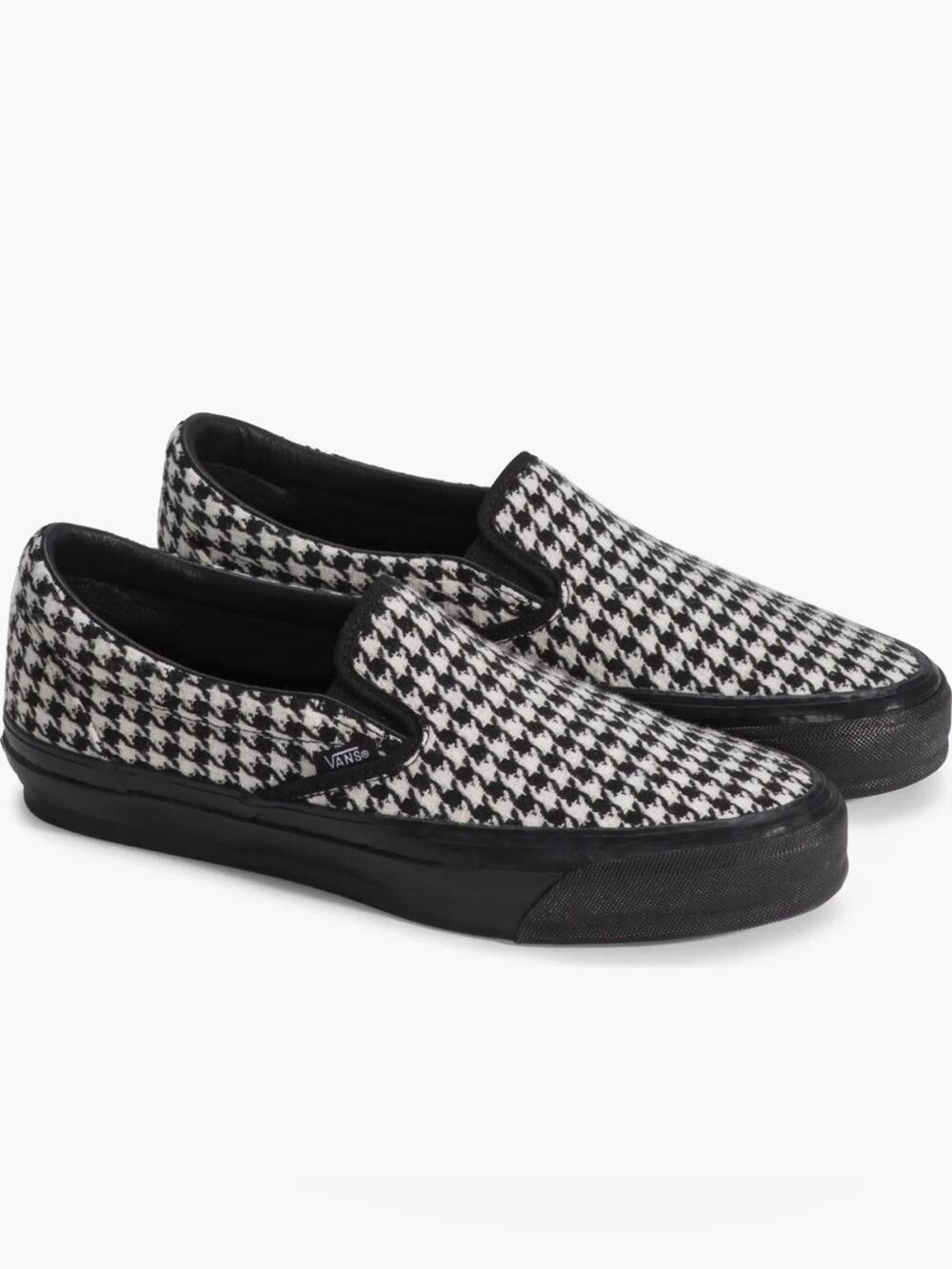 NEW Vans BLACK WHITE Houndstooth Print Slip on Sneakers SZ 7.5